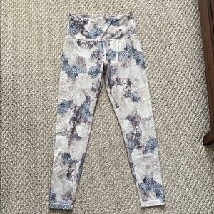 Danskin Floral Print Track Pants - Blue, Purple and White